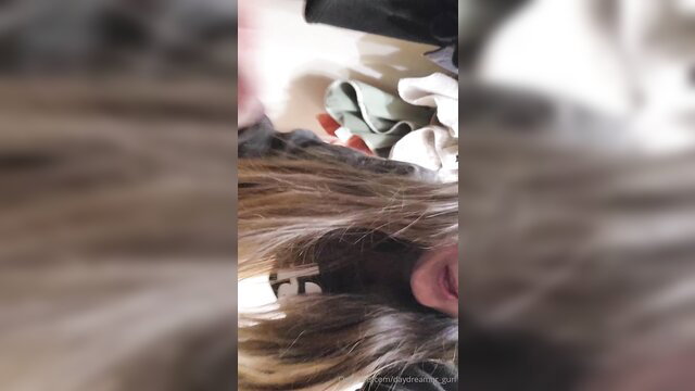 Blonde amateur girl closeup spreading pussy lips wide open