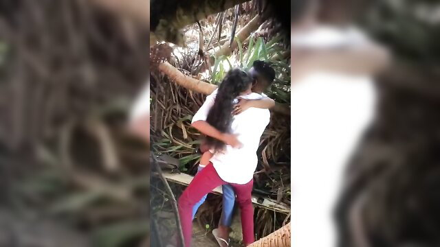 Indian couple outdoor embrace in jungle, amateur desi sex thumbnail