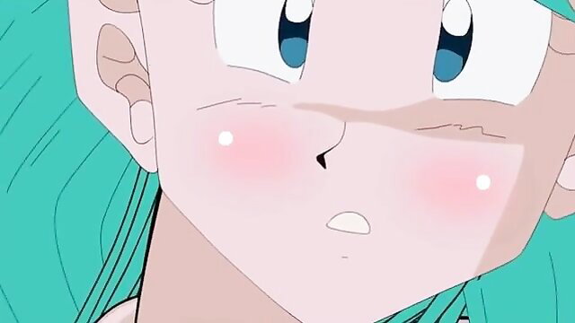 Blushing green-haired hentai anime girl with wide eyes, Naruto hentai