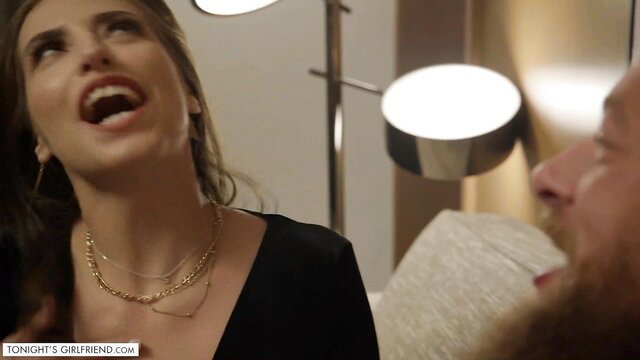 Spencer Bradley laughing with bearded man in hot bedroom foreplay