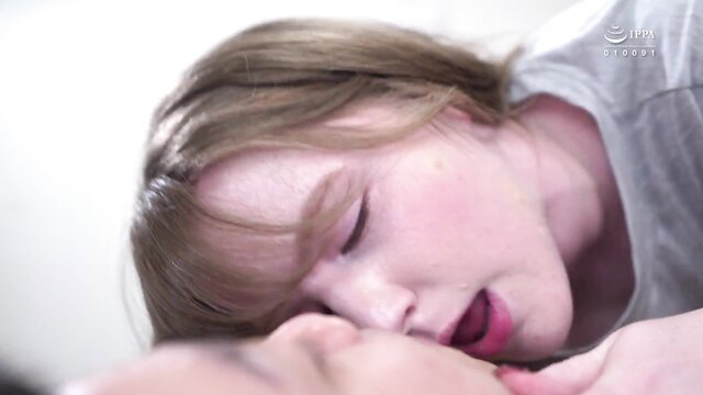 Voluptuous English tutor close-up face in JAV scene