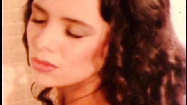 Marie Sharp closeup in shower, wet brunette beauty from Golden Girls