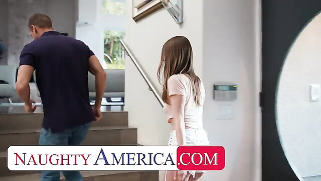 Jill Kassidy in white shorts teases guy upstairs in Neighbor Affair