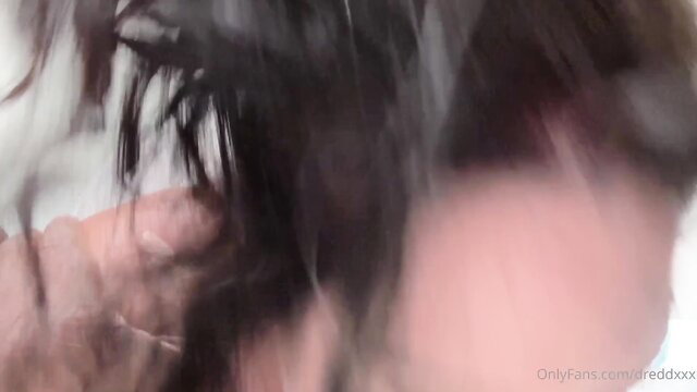 Vanessa Blake messy hair blowjob closeup, second time better