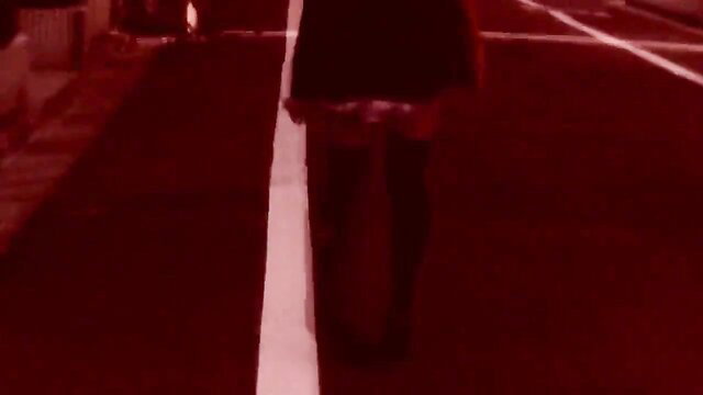 Big tits zombie girl in red dress walks seductively at night