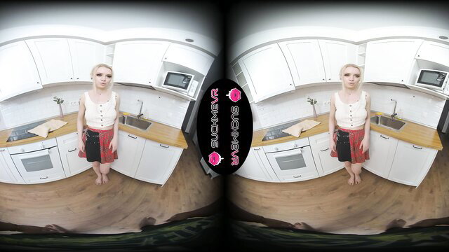 Pretty Di busty petite doll in kitchen, first interracial VR preview