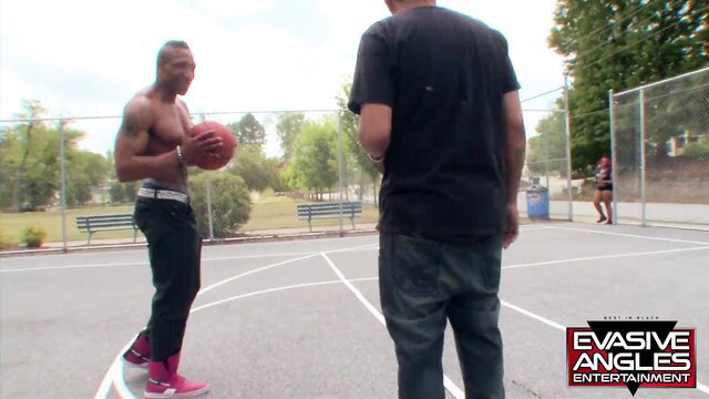 Monroe Sweets BBW with basketball at park court Evasive Angles