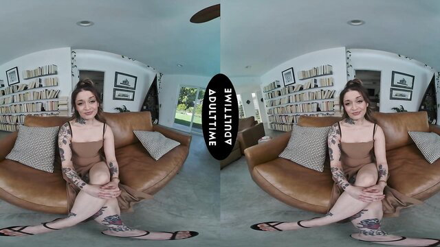Vanessa Vega tattooed PAWG babe in VR POV upskirt tease