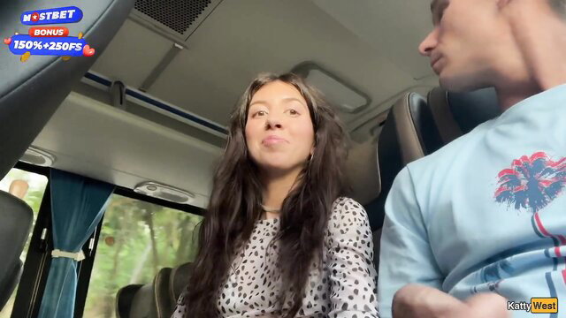 Asian girl handjobs stranger on crowded bus, public dick flash cum