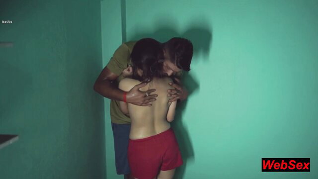 Indian college slut hugged nude from behind by landlord