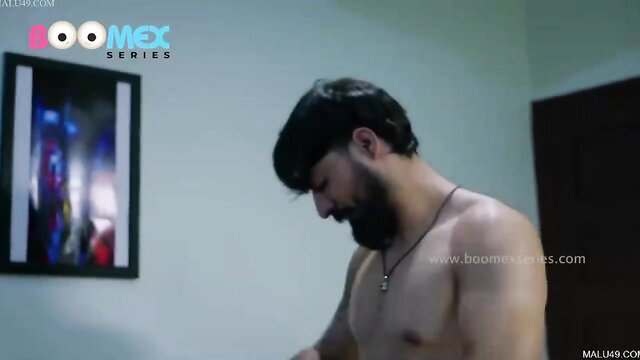 Bearded shirtless hunk bending over in Boom Mexx adult video thumbnail