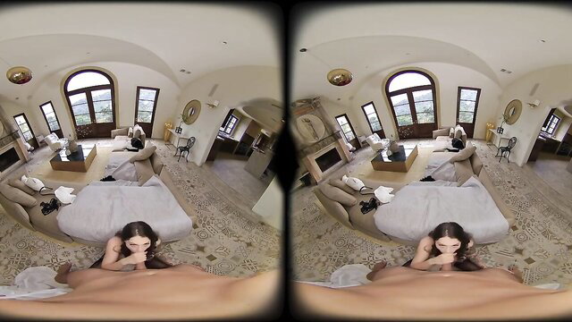 Horny porn girl VR POV blowjob closeup mind-blowing action