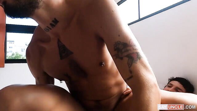 Tattooed Latino hunk barebacking neighbor in Peace in the Neighborhood