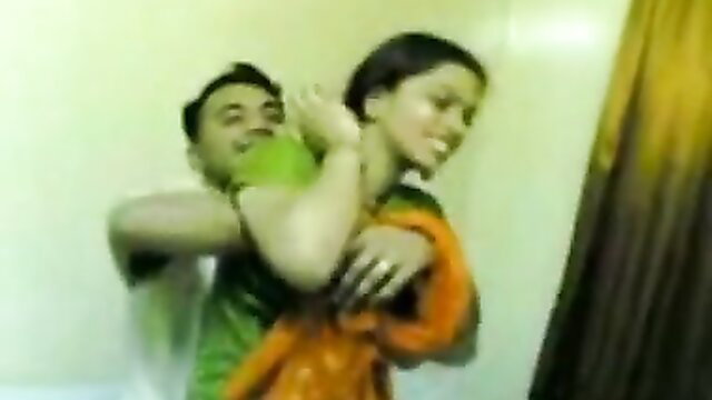 Cute hot Desi girl in saree seduced by guy from behind