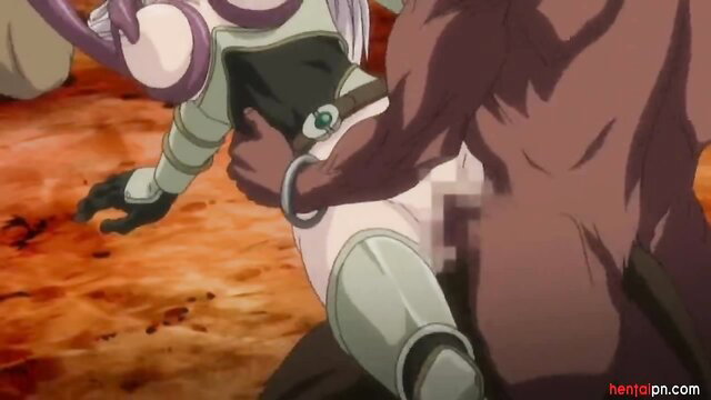 Anime elf girl groped and penetrated by muscular goblin in hentai scene