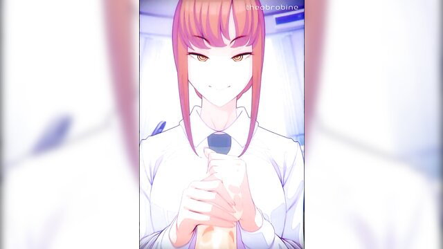 Anime girl with pink hair holding mic in uniform, hentai tease