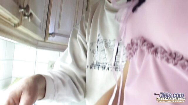 Asian virgin in pink lingerie pleads no don't do it kitchen tease