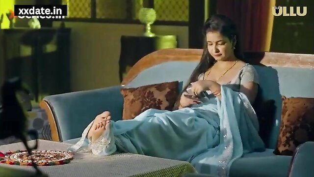 Indian busty MILF breastfeeding in sheer saree, hot cleavage view