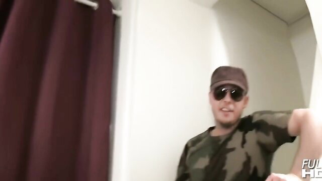 Arab man in camo shades poses in bathroom for French beurette gangbang