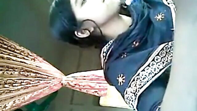 Bangladeshi tuition teacher in blue salwar kameez passionately kissing student