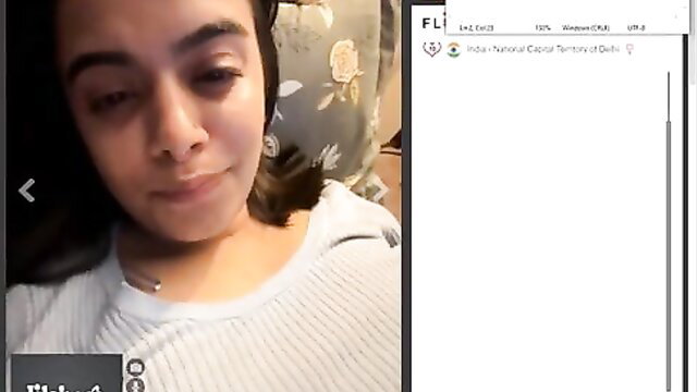 Cute Indian girl with doe eyes smiles closeup on Omegle amateur chat