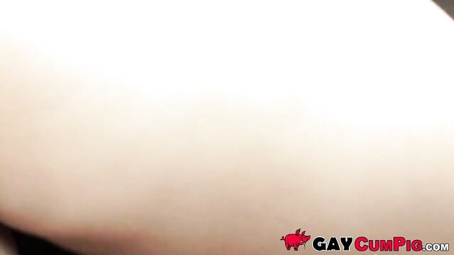 Sexy blonde skinny dude moans during amazing blowjob Cum Pig Men