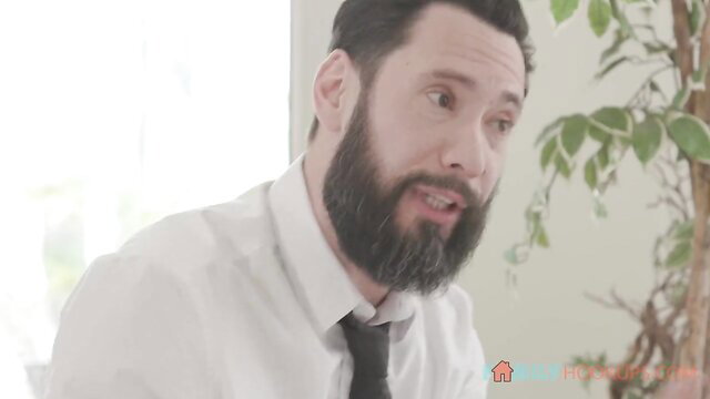 Handsome bearded man in suit closeup, Aryana Amatista porn thumbnail