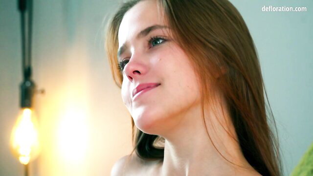 Louise Roche solo closeup smiling nude tease, sexy brunette beauty