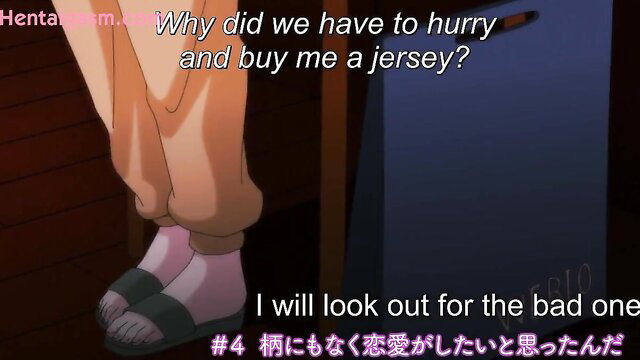 Cute anime girl in tight pants and socks questions buying jersey in hentai
