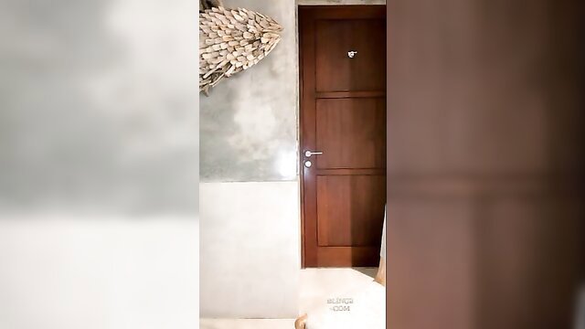 Sexy Indonesian babe in bathroom, big tits teased, moaning horny
