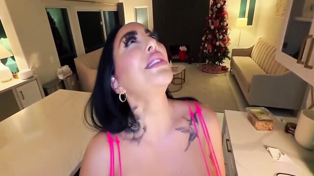 Kiara Mia big booty Latina in pink lingerie posing seductively