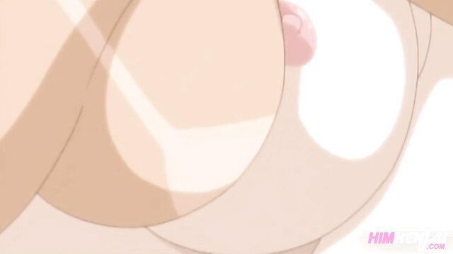 Busty anime girl with huge tits in uncensored hentai threesome