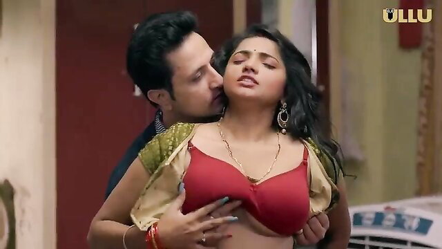 Indian couple hot kissing saree blouse foreplay Ullu web series