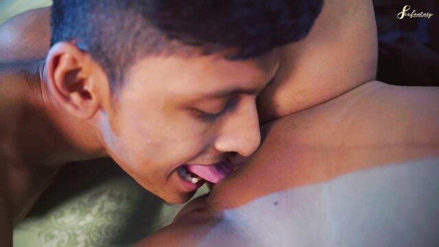 Asian twink hungrily licks sexy teacher's muscular ass in hot gay action