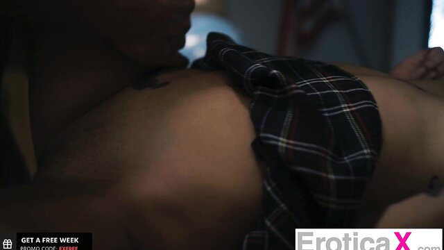 Naughty college student in plaid skirt spanked with cock by teacher