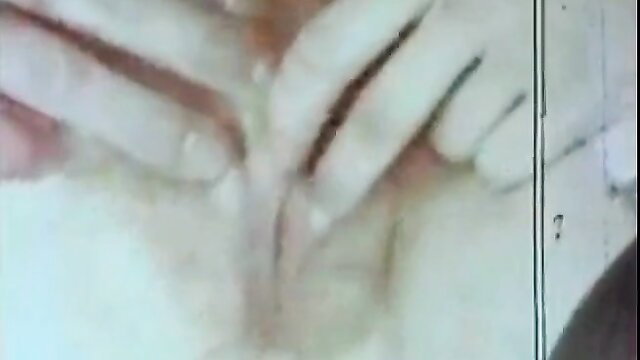 Retro porn closeup of woman hands spreading shaved pussy lips