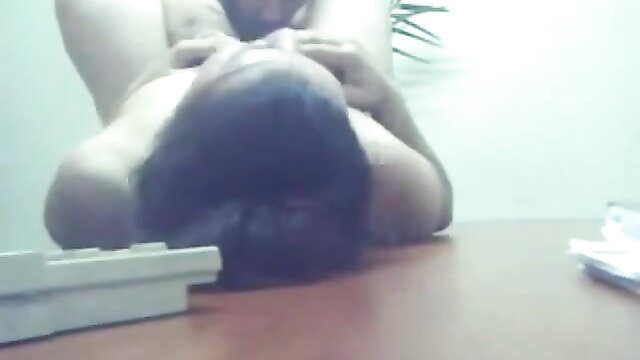 Arab wife upside down on desk in orgasmic pleasure from being watched