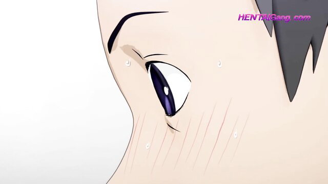 Cute hentai girl with wide surprised blue eyes seduced by horny businessman