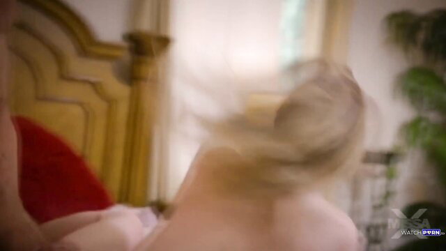 Blonde Melody Marks nude on bed, sexy backside view