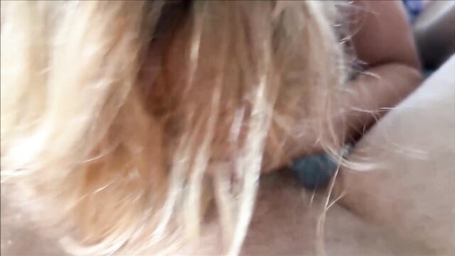 Brianna Beach blonde MILF closeup with blue toy patiently waiting