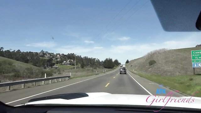Blonde ATK Girlfriends beauty drives Highway 1 before hot outdoor sex