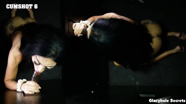 Bianca bound deepthroats huge cumshot at gloryhole Gloryhole Secrets