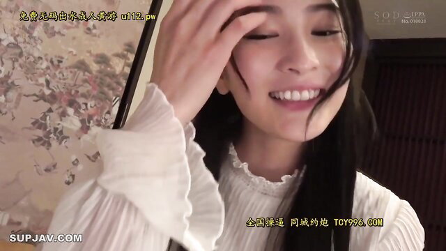 Suzu Honjo smiling seductively in sheer blouse JAV thumbnail