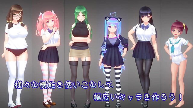 6 cute anime JAV girls in school uniforms, lingerie, stockings lineup