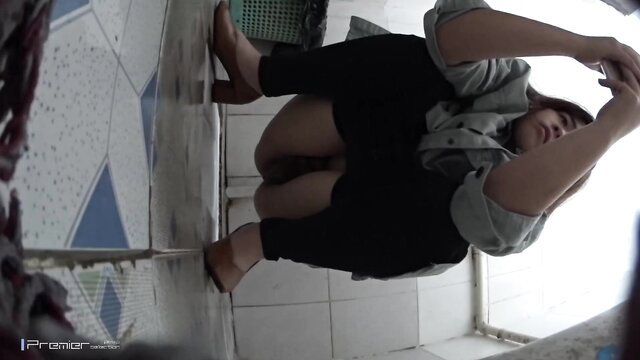 Asian amateur squats in bathroom, flashing pussy and face POV JAV style