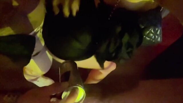 Blonde big ass slut gets horny at club, fucks hard in bathroom