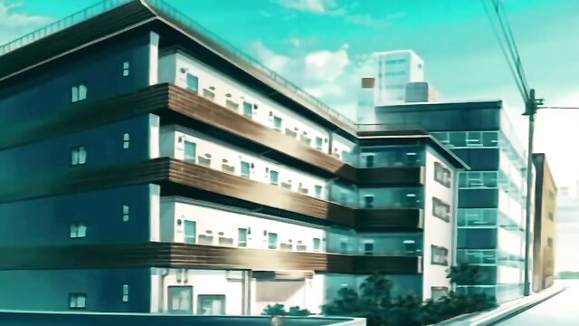 Anime nurse hentai threesome in apartment balcony scene