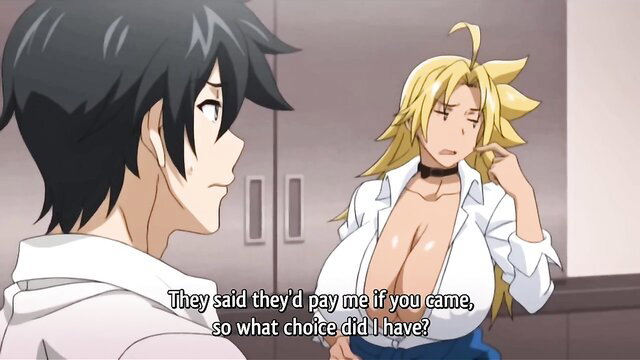 Blonde hentai teen in open shirt huge tits paid for lesbian strapon orgy