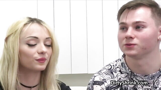 Blonde babes flirt with guy in therapy session threesome preview