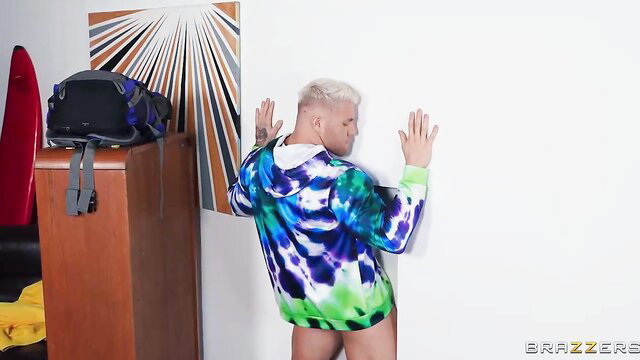 Badassbrannn bare ass in colorful tie-dye hoodie, Brazzers